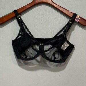 Freya Snapshot Underwire High Apex Bra Noir Black Sheer Mesh AA400921NOR 28H US